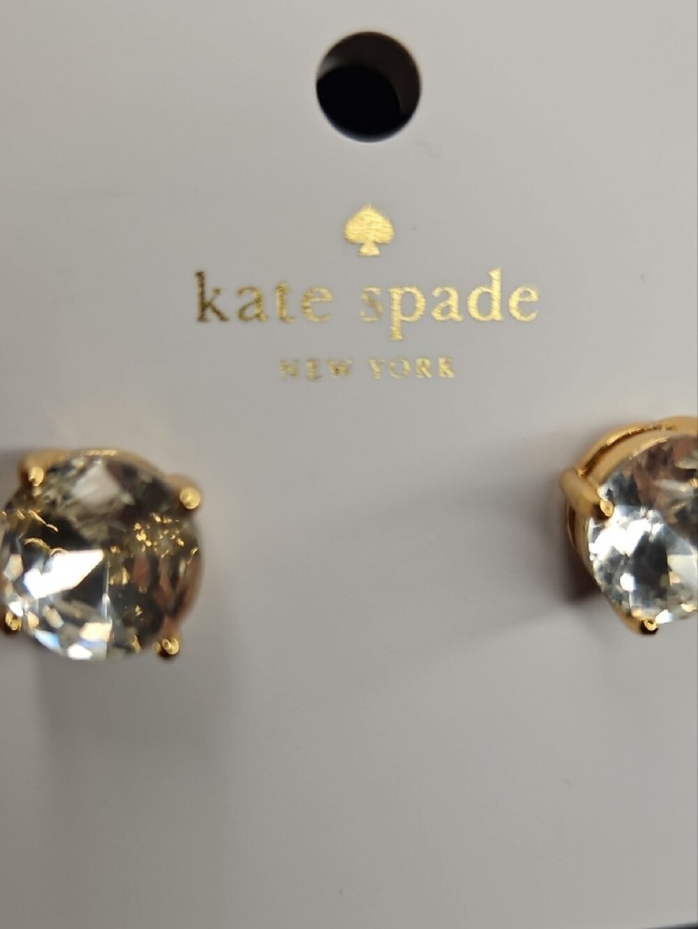 Kate Spade Clear Crystal Gold-Tone Stud Earrings NWT - Picture 3 of 11